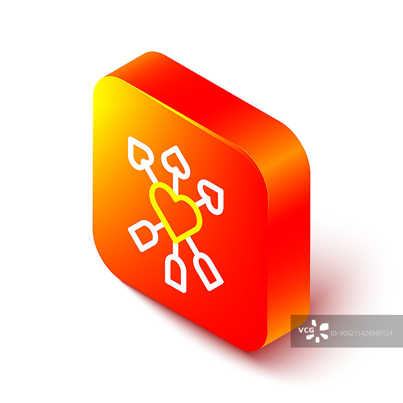 带有心和箭头的2.5D爱情符号线性图标图片素材