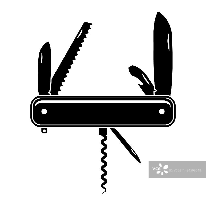 白色背景上隔离的多用途折叠刀图标图片素材