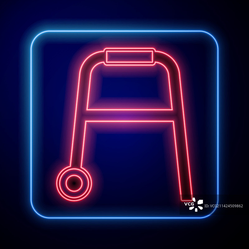 发光霓虹残疾人助行器图标图片素材