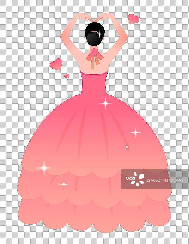 穿着粉色礼服的女性背影图片素材