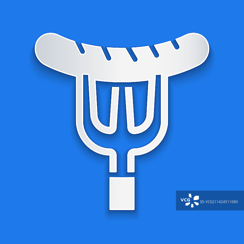 剪纸香肠叉子图标图片素材