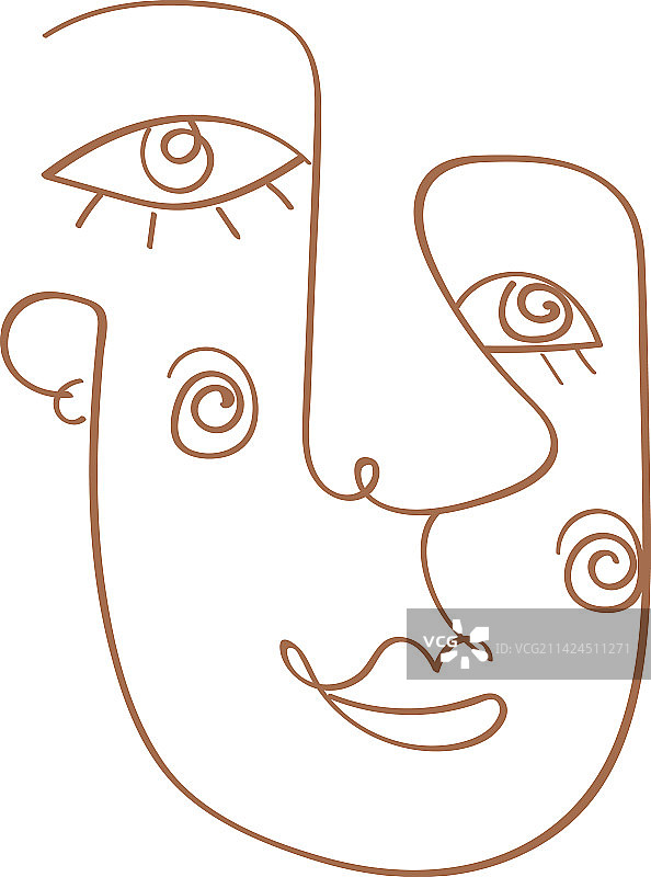 抽象人脸素描头像扁平设计图片素材