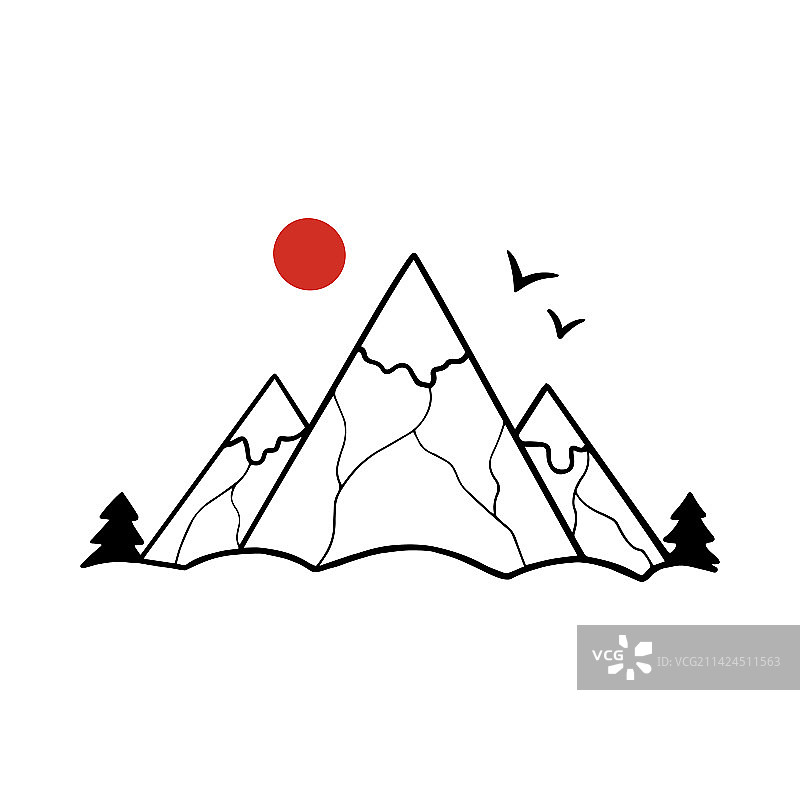 山和太阳标志设计模板图片素材