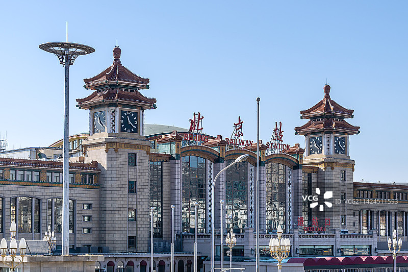 中国北京火车站的外部建筑图片素材