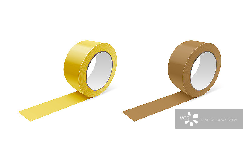 3D逼真光泽的黄色和棕色胶带图片素材