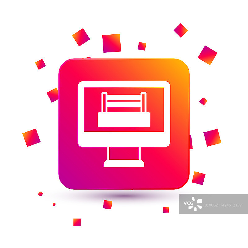 电视屏幕上的白色拳击擂台图片素材