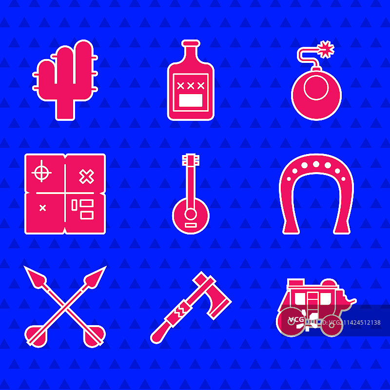 班卓琴斧头西部马车舞台背景图片素材