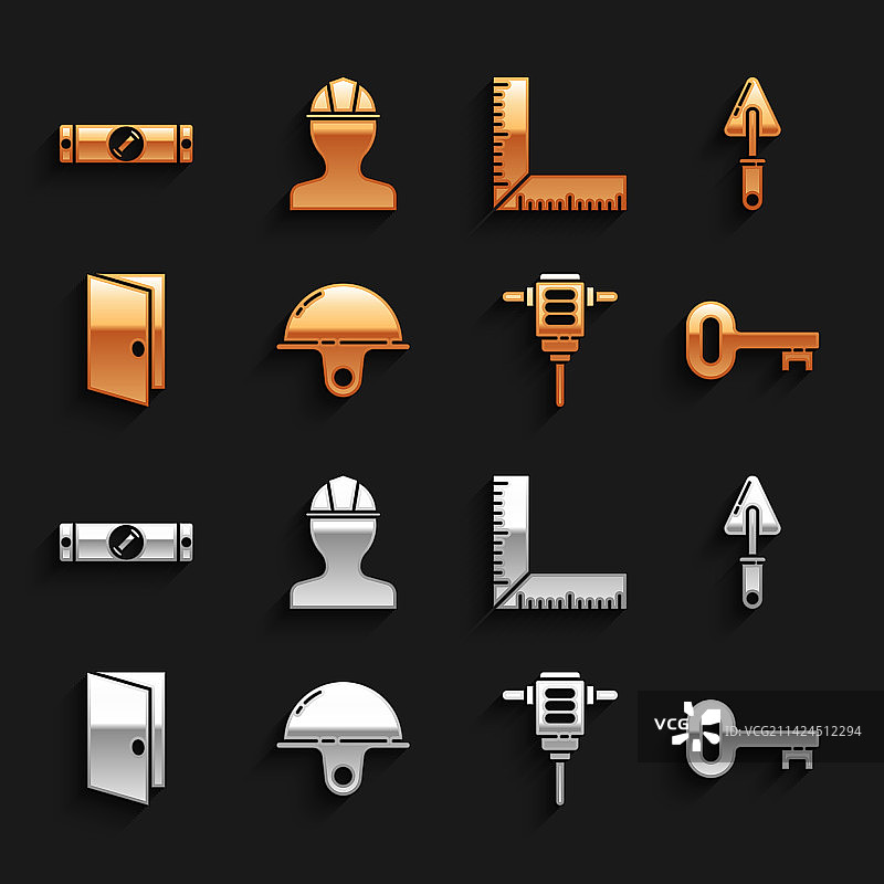 工人安全头盔泥刀旧钥匙素材图片素材