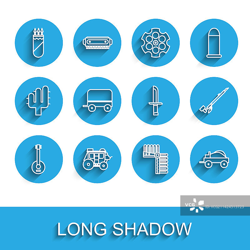 班卓琴西部驿站马车箭筒图案图片素材