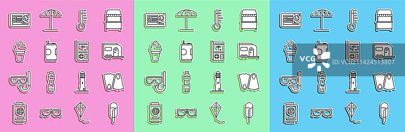 冰淇淋、橡胶脚蹼和露营车图片素材