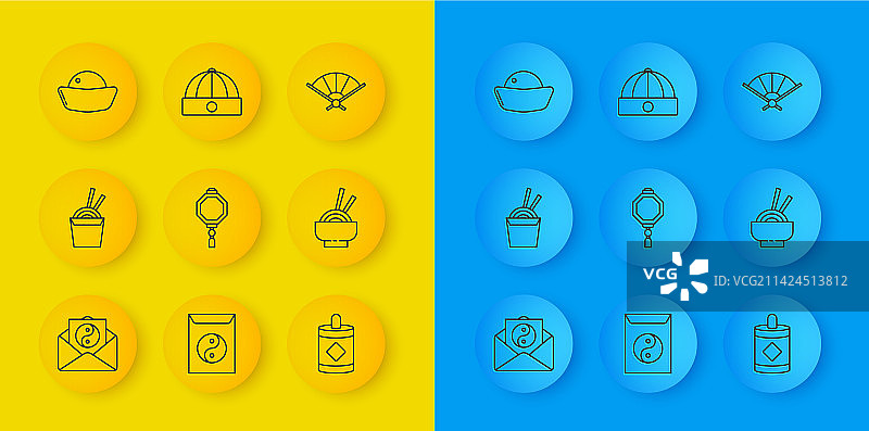 阴阳、信封和亚洲面条组合图片素材