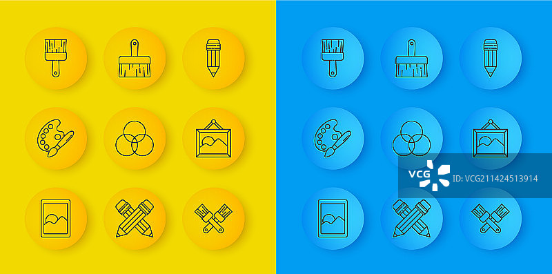 平板电脑画笔调色板线条图标图片素材