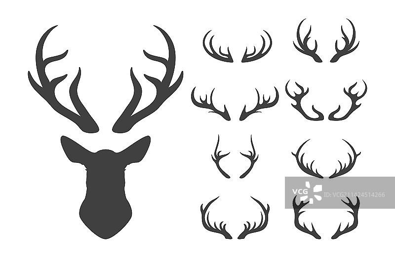 驯鹿角鹿剪影图片素材