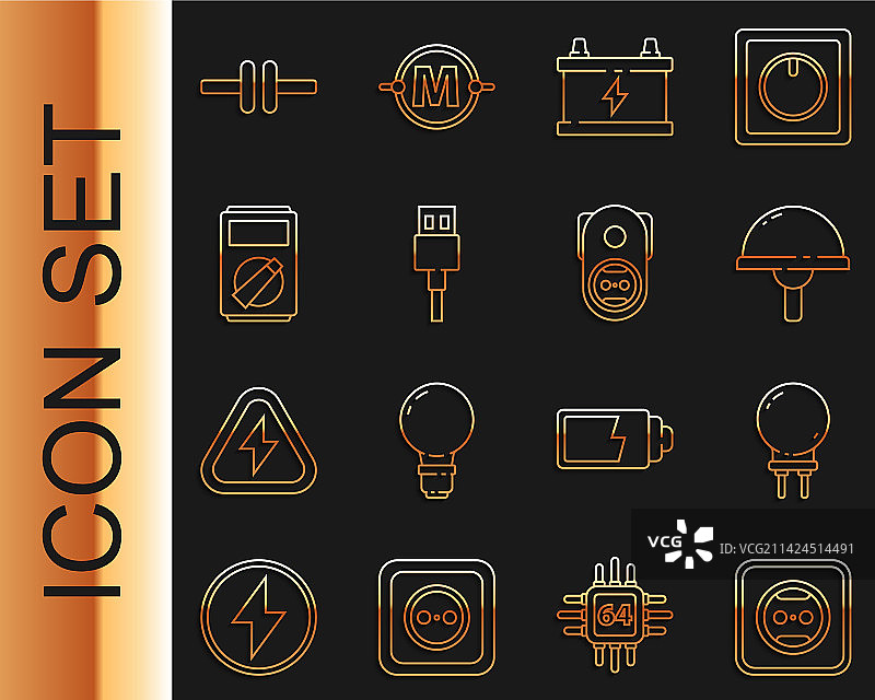 电线、电源插座和发光二极管图片素材