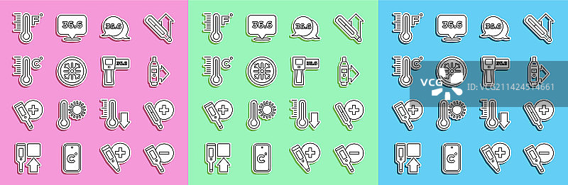 数字体温计、医疗用品、雪花线条素材套装图片素材