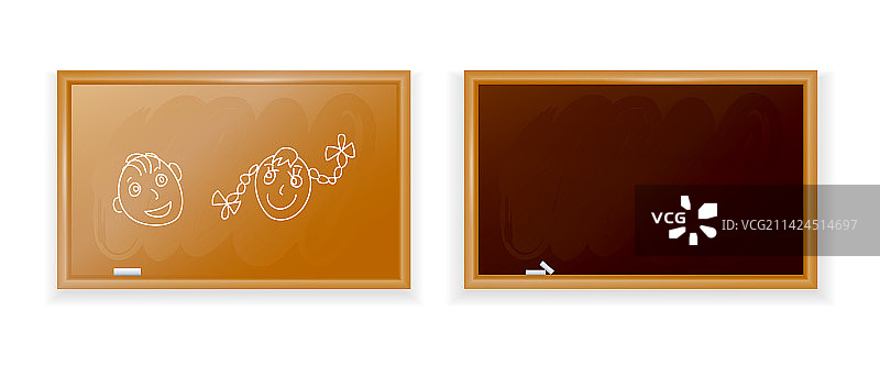 带木制框架和粉笔的两块黑板图片素材