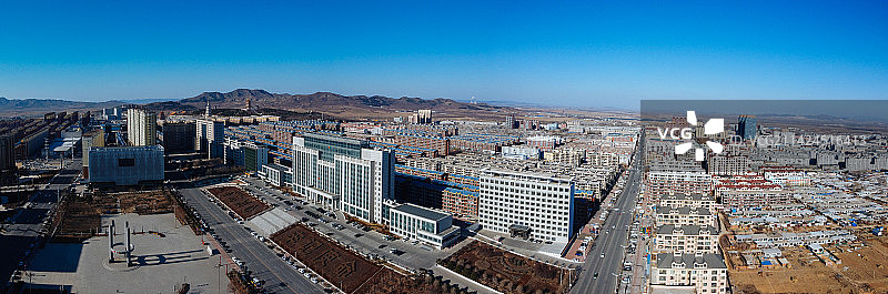 凌海市 地标 航拍 九华山公园 慈海寺 人民路图片素材