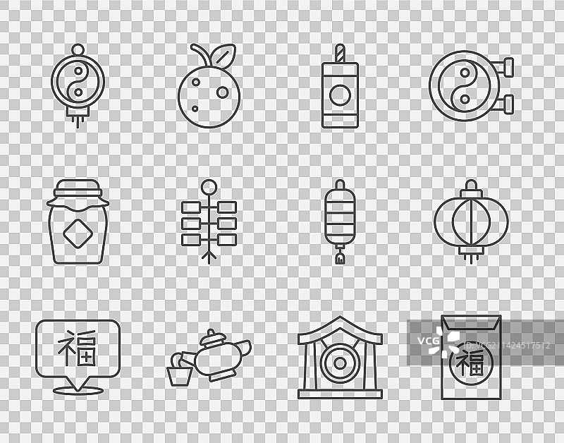 中国新年、烟花和茶道组合图片素材