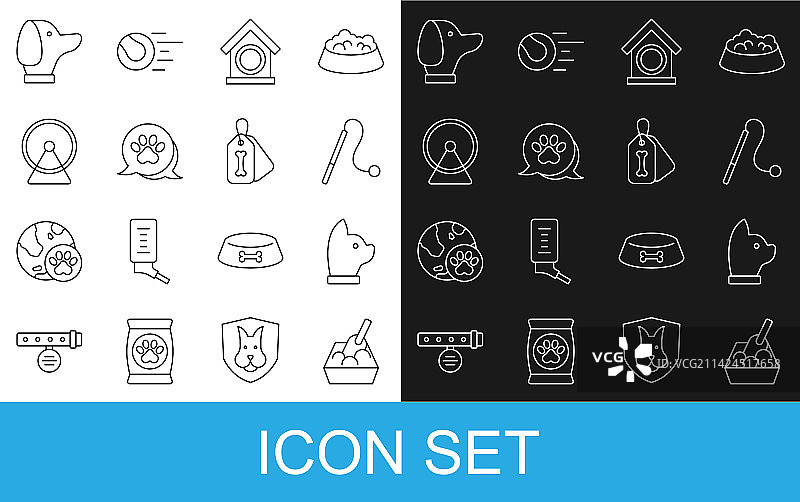 带铲子宠物猫玩具的猫砂盆线性图标图片素材