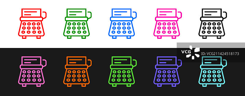 复古打字机和纸张图标图片素材