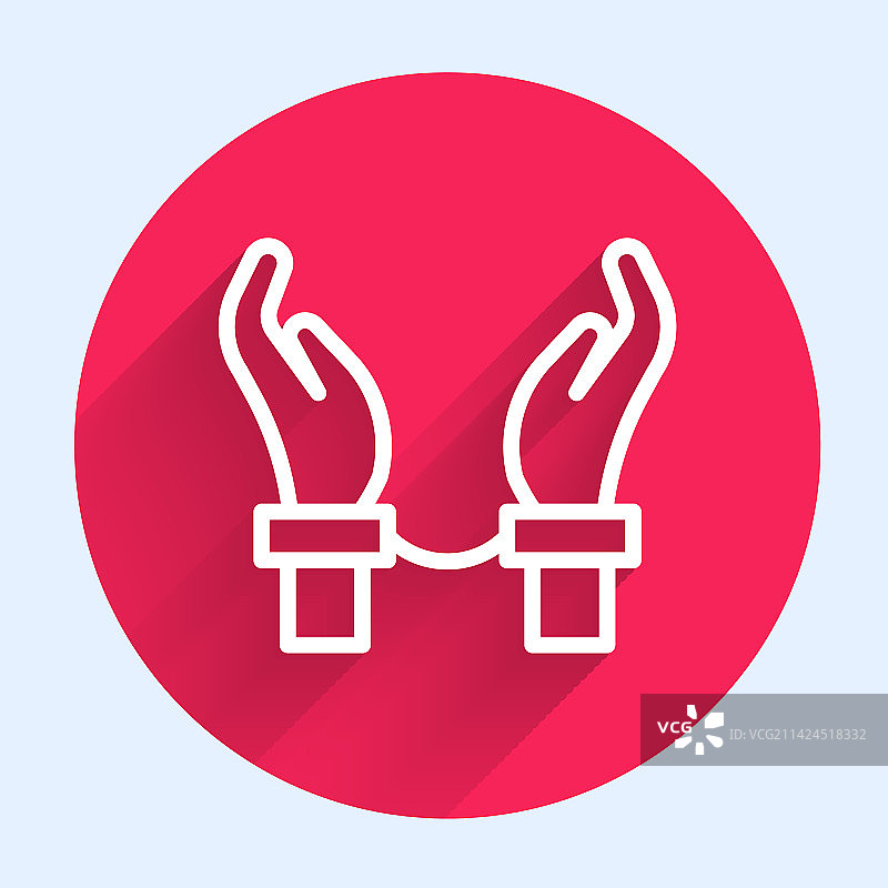 罪犯戴手铐的白色线条图标图片素材