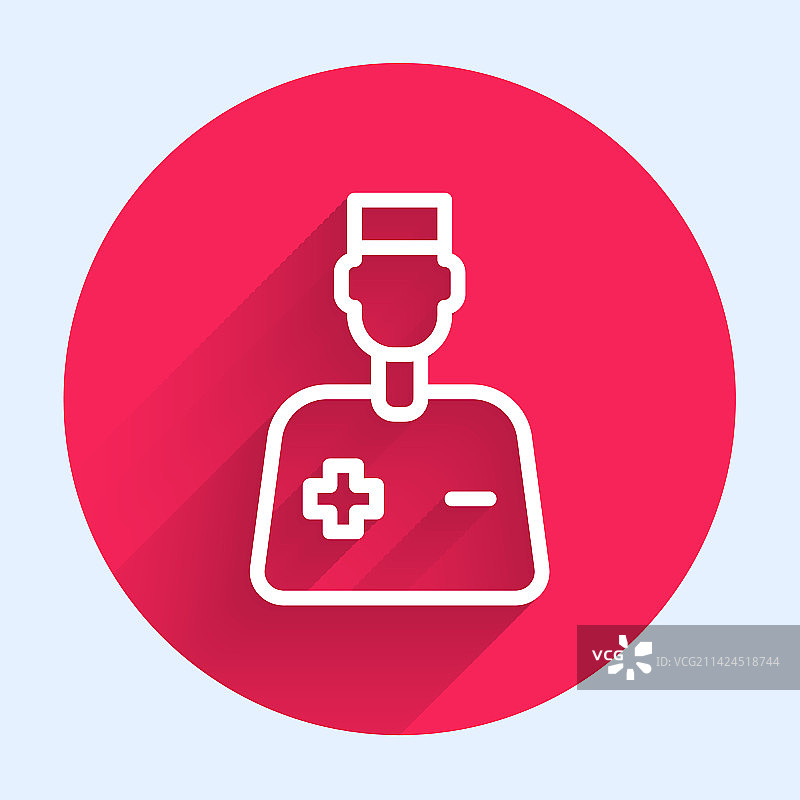 白色线条男医生图标，长阴影图片素材