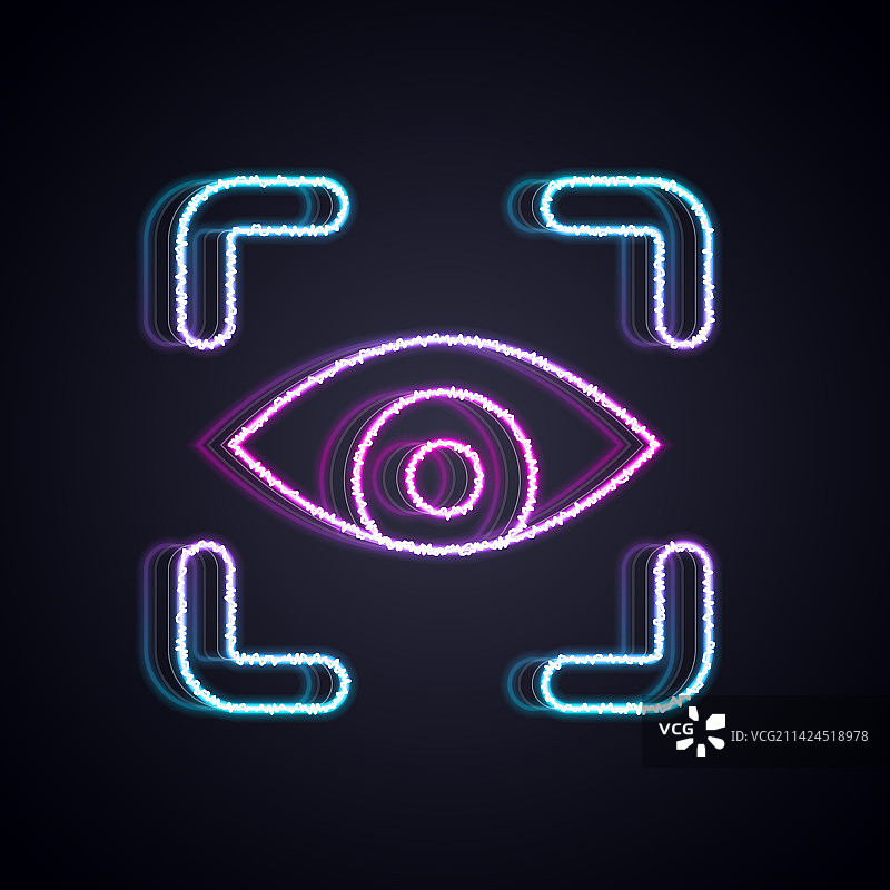 发光霓虹线条眼睛扫描图标图片素材