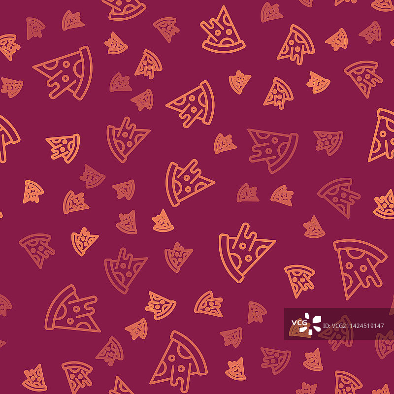 棕色线条披萨切片无缝图标图片素材