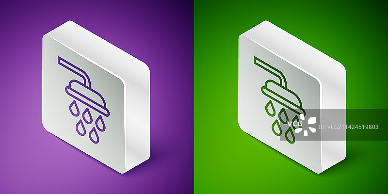 带有水滴的2.5D线条淋浴喷头图片素材