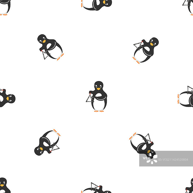 企鹅环形图案无缝设计图片素材