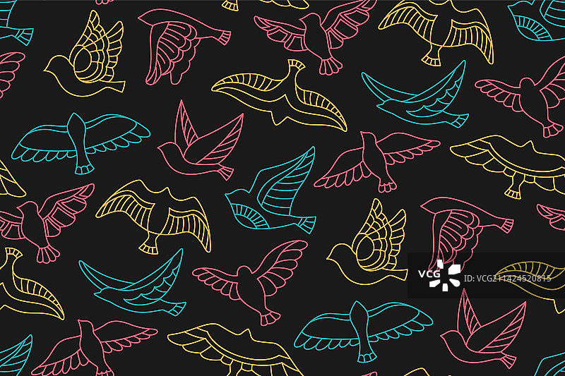 抽象鸟类无缝图案图片素材