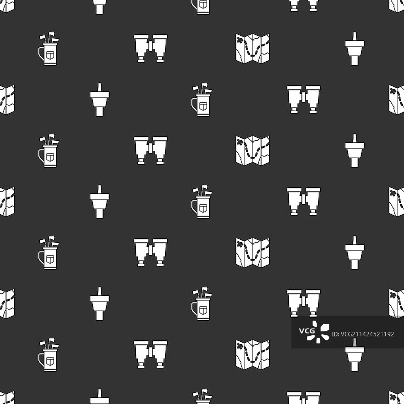 高尔夫球场布局、球座包和球杆套装图片素材