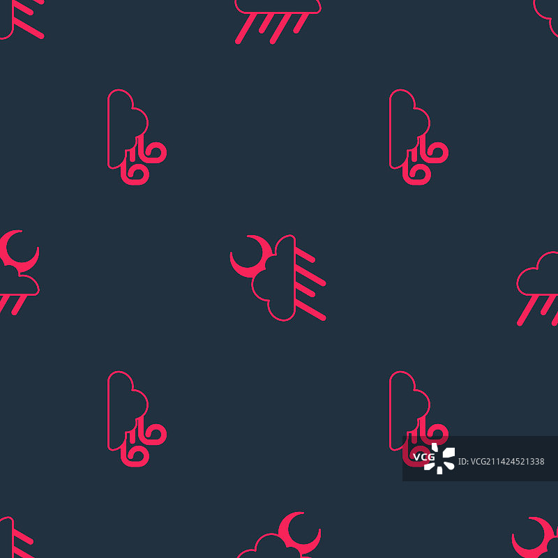 多风天气、带雨的云和月亮套装图片素材