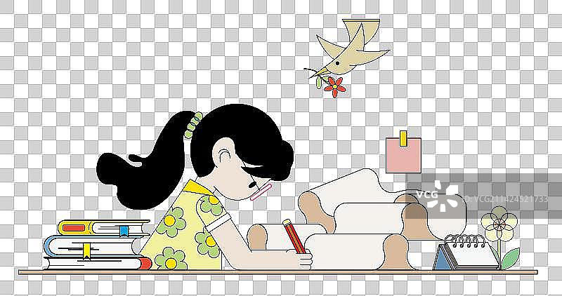 一个努力学习的女孩图片素材