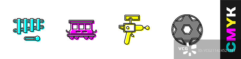 木琴、客运火车车厢、玩具射线枪套装图片素材