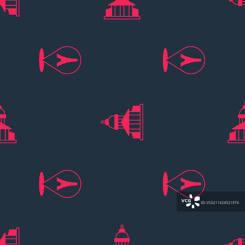 埃菲尔铁塔和博物馆建筑无缝背景图片素材