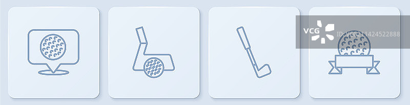 高尔夫标签、球杆与球线条设计图片素材