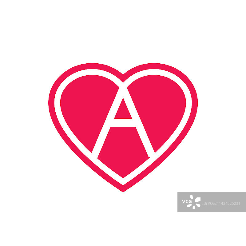 字母A心形标志图标设计，爱心logo图片素材