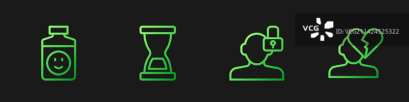 关闭的性格抗抑郁药旧线条组合图片素材