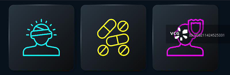 线条设置：脑震荡，头痛心理学图片素材