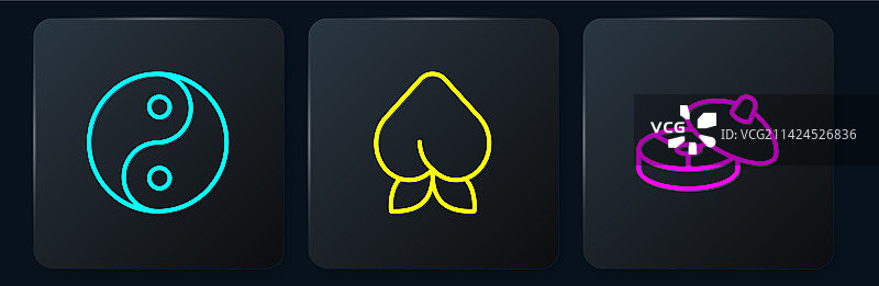 阴阳太极中国茶道线条合集图片素材