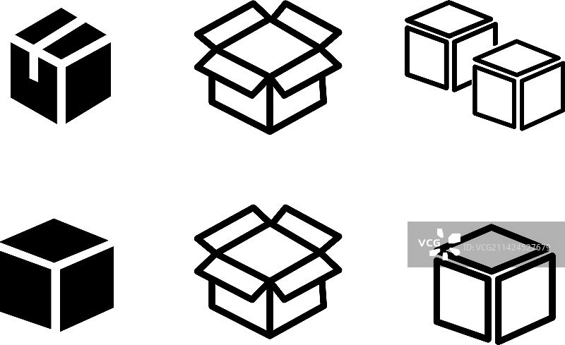 白色背景上的盒子图标集图片素材