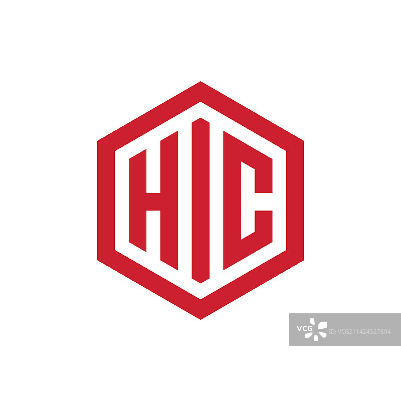 六边形字母HIC标志设计图片素材