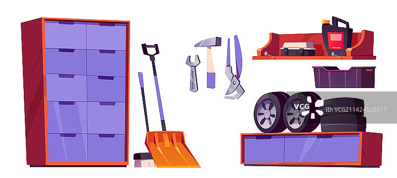 车库工作室或储藏室内部场景图片素材