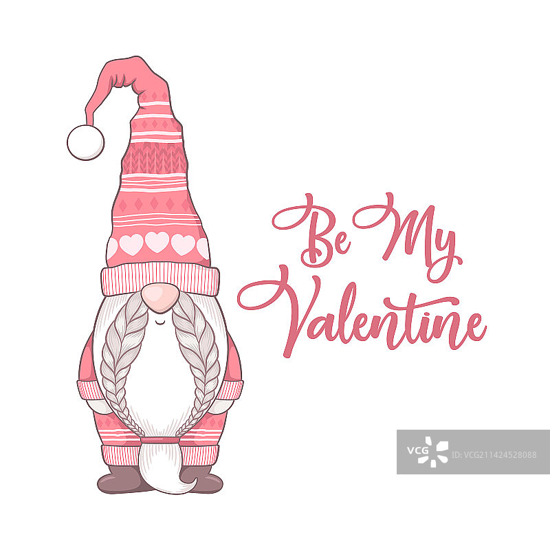 情人节卡片与可爱的手绘侏儒图片素材