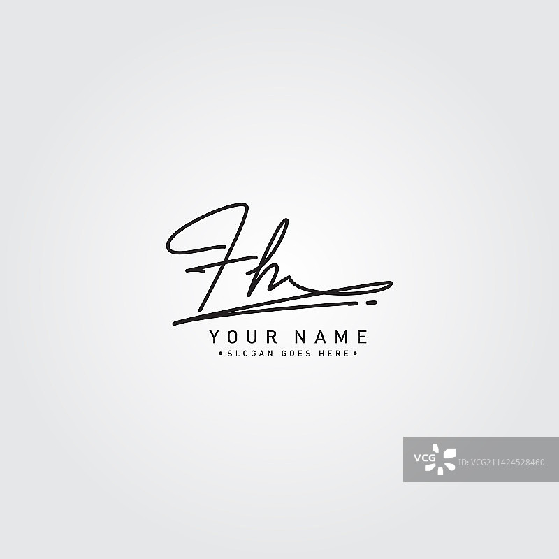 FH字母简约手写签名Logo模板图片素材