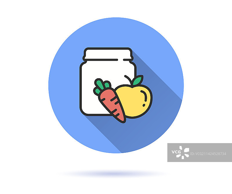 带有长阴影的婴儿食品罐图标，用于图形图片素材