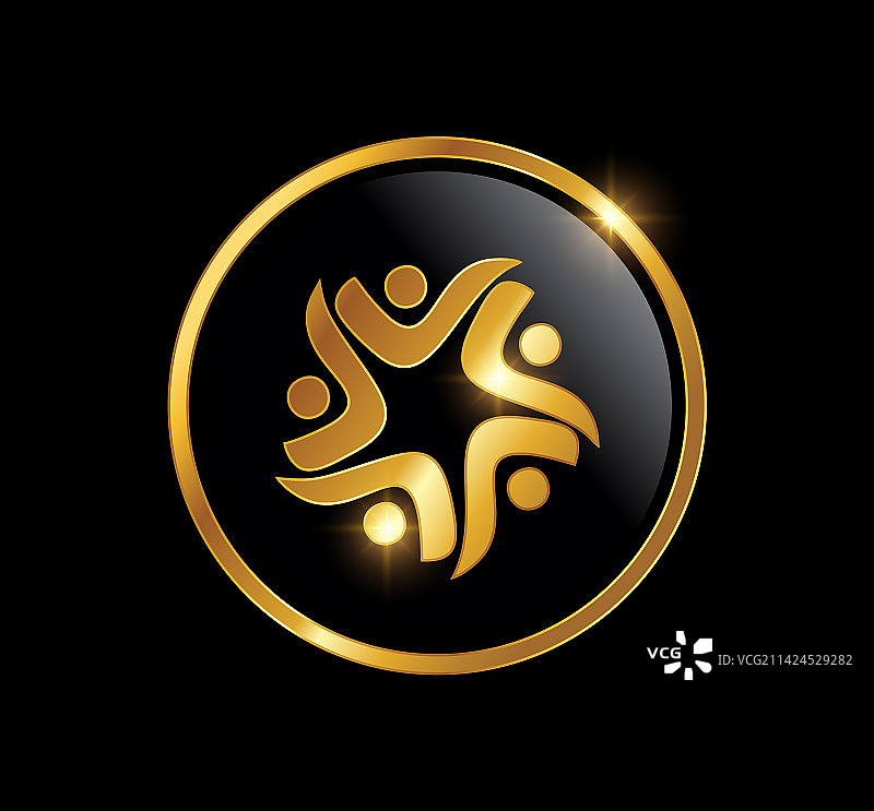 金色人物Logo图标图片素材