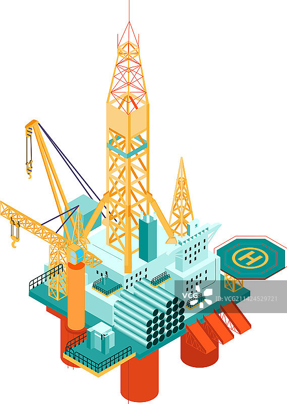 2.5D海上石油平台图片素材