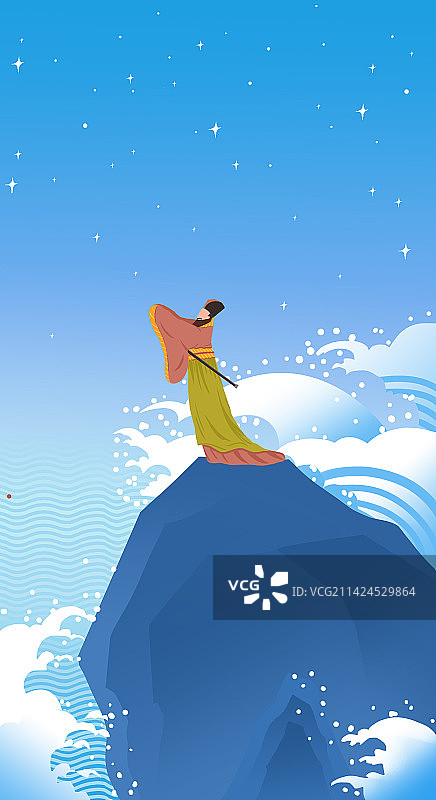 汉代汉朝古代古时候古人三国曹操曹孟德观海人物插画图片素材